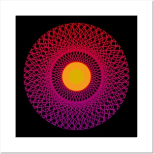 Concentric circles bright red pink yellow centre Posters and Art